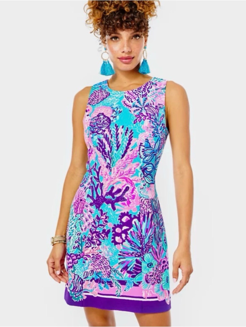 Lilly Pulitzer Mila Stretch Shift Dress Turquoise Oasis Snuba Duba Doo Size 2